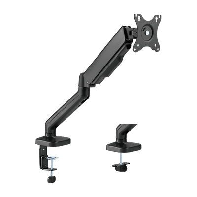 Brazo soporte ergonómico para 1 monitor tipo VESA 17-32", con Resorte y Admin de Cables, color Negro, marca XUE® C012E