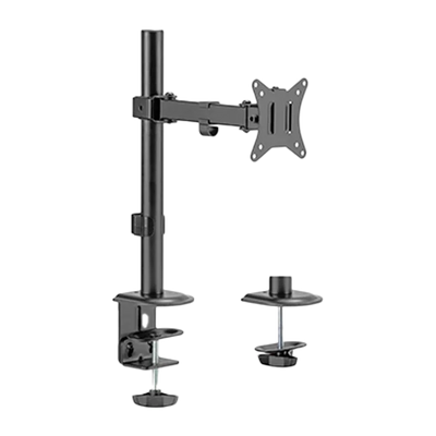 Brazo soporte ergonómico para 1 monitor tipo VESA 17-32" FIJO Y CLIP CABLES, Color Negro, Marca XUE® X66-C11