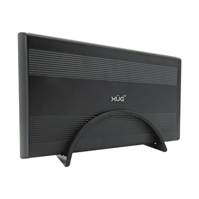 Caja 3,5" SATA USB 3.0 externa para Disco Duro negra, marca XUE. Incluye base Stand