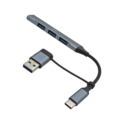 Hub expansor USB-C + Convertidor USB-C Hembra a USB 3.0 Macho a 4 x USB 3.0 , XUE® GRIS