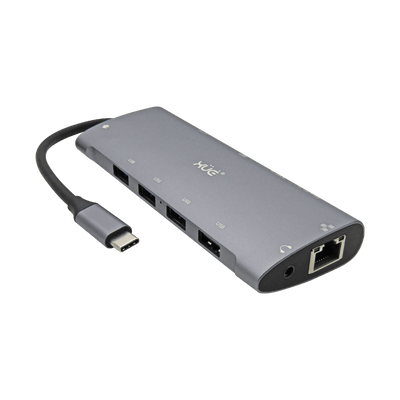 Docking Station XUE® 11-1 USB-C a GIGABIT ETH+VGA+AUDIO 3.5MM+HDMI 4K+PD 100W+3*USB3.0, 1*USB 2.0+LECTOR SD/MICRO SD, XUE