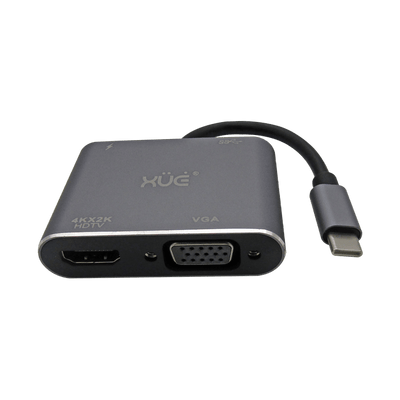 Docking Station 4-1 Tipo C 3.1  Gen1 a HDMI 4K, VGA, USB 3.0, USB-C de carga, (PC Y MAC), Marca XUE®