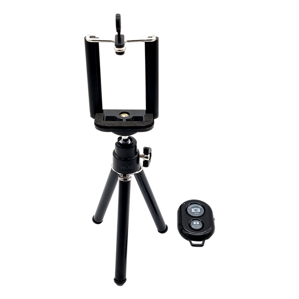 Trípode metálico de 18CM para webcam y celular 6.5, negro, con