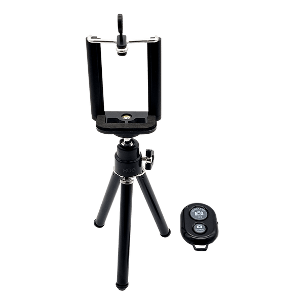 Trípode metálico de 18CM para webcam y celular negro, con control remoto Bluetooth, marca XUE®