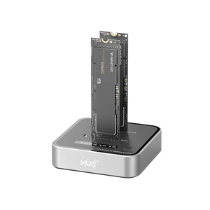 Duplicador Clonador SSD SSD NVME M.2 M-KEY, Doble BAHÍA, 1-FAN, USB-C 20GBPS, BS-SD08, color Gris, marca XUE