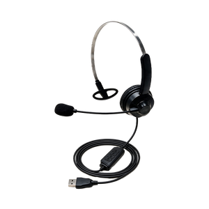 Diadema USB 2.0 XUE® U1 Monoaural con Micrófono Noise Cancelling y Control en Cable 1.8M | Negro Gris