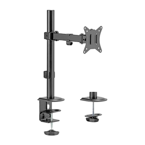 Brazo soporte ergonómico para 1 monitor tipo VESA 17-32" FIJO Y CLIP CABLES, Color Negro, Marca XUE® X66-C11