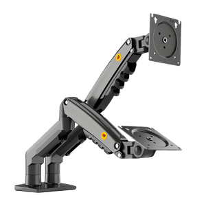 Brazo soporte ergonómico para 2 monitores tipo VESA 17-27" Resorte de gas y Admin de cables, color Negro NB F160, marca North Bayou