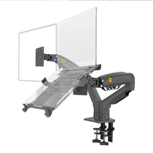 Brazo soporte ergonómico para 2 monitores tipo VESA 17-27" Resorte de gas y Admin de cables, color Negro NB F160, marca North Bayou