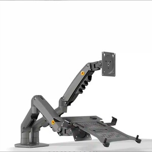 Brazo soporte ergonómico para 2 monitores tipo VESA 17-27" Resorte de gas y Admin de cables, color Negro NB F160, marca North Bayou