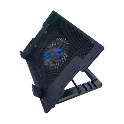 Base Disipadora de calor tipo Stand con 1-ventilador, 4-Posiciones, 2 puertos USB, color Negro, marca XUE CSV1