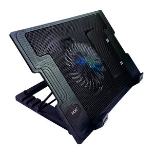Base Disipadora de calor tipo Stand con 1-ventilador, 4-Posiciones, 2 puertos USB, color Negro, marca XUE CSV1