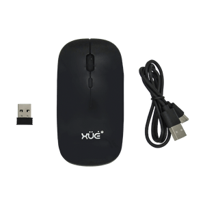 Mouse Inalámbrico Silencioso XUE 1600 DPI USB-C Negro Bluetooth + 2.4GHz