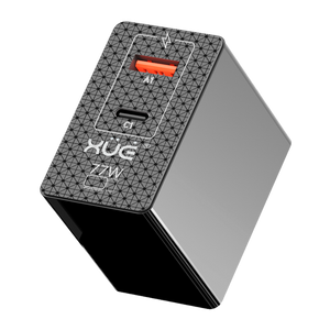 Cargador de corriente XUE® Type-C GaN 20V-3.25A 15V/12V/9V/5V–3A 77W  USB A & USB-C  Wall | Negro