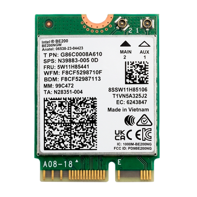 Tarjeta de WIFI M.2 2230 Tri Band  WIFI7 2.4G/5G/6G 5800M 802.11AX BT5.4 Intel BE200NGW | Verde