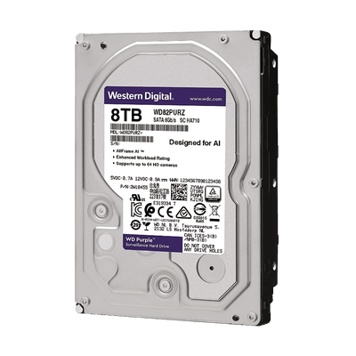 Disco Duro para Videovigilancia SATA 3.5 8TB 5640RPM 128MB WD PURPLE WD84PURZ