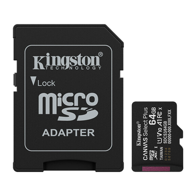Memoria MicroSD 64GB Kingston Class 10 CANVAS Select Plus SDCS3/64GB con Adaptador