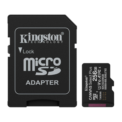 Memoria MicroSD 256GB Kingston Class 10 CANVAS Select Plus SDCS3/256GB con Adaptador