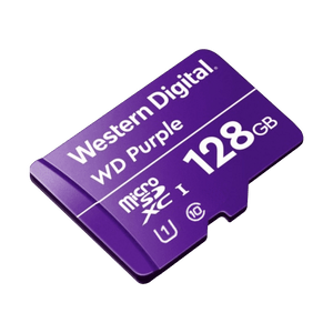 Memoria micro SD 128GB C10 U1 V10 R-W 100/60 Mbps WD Purple QD101  WDD128G1P0C para cámaras IP y video vigilancia