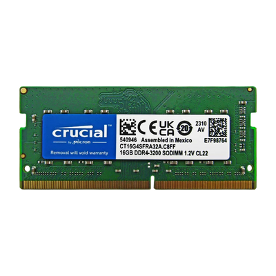 Memoria RAM para portátil DDR4 PC4-25600 16GB 3200MHZ CL22 1.2V 16C, Marca Crucial CT16G4SFRA32A (Workstations)