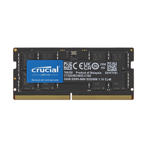 Memoria RAM para Laptop DDR5 PC5-44800 32GB 5600MHZ CL36 1.1V LAPTOP CRUCIAL CT32G56C46S5