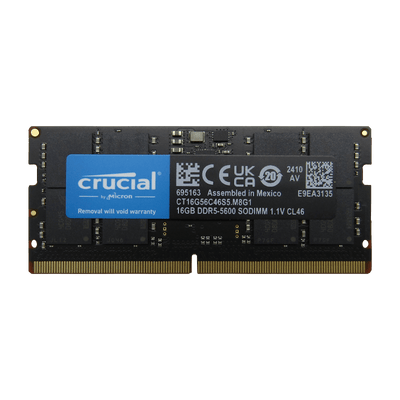 Memoria RAM para Laptop DDR5 PC5-44800 16GB 5600MHZ CL46 1.1V para Laptop, CRUCIAL CT16G56C46S5