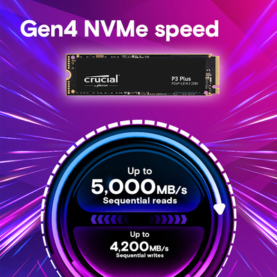 Disco de estado Sólido SSD PCI-E 4.0 M.2 2280 4TB NVME CRUCIAL P3 CT4000P3PSSD8 4100 MB/S