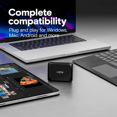 SSD externo USB 3.2 GEN2 TIPO C 4TB EXT. Crucial X9 CT4000X9SSD9 1050MB/s, Color Negro CT4000X9SSD9