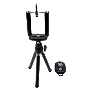 Trípode metálico de 18CM para webcam y celular 6.5", negro, con control remoto Bluetooth, marca XUE®