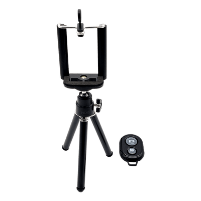 Trípode metálico de 18CM para webcam y celular 6.5", negro, con control remoto Bluetooth, marca XUE®