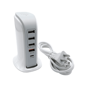 Cargador multipuerto 3 x USB, 1 x USB QC, 1 x USB-C 25W, 40W, Marca XUE®