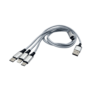 Convertidor USB-A a Lightning + USB-C + Micro USB XUE® | 1 Metro Nylon Gris