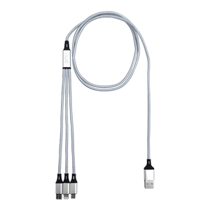 Convertidor USB-A a Lightning + USB-C + Micro USB XUE® | 1 Metro Nylon Gris