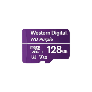 Memoria micro SD 128GB C10 U1 V10 R-W 100/60 Mbps WD Purple QD101  WDD128G1P0C para cámaras IP y video vigilancia